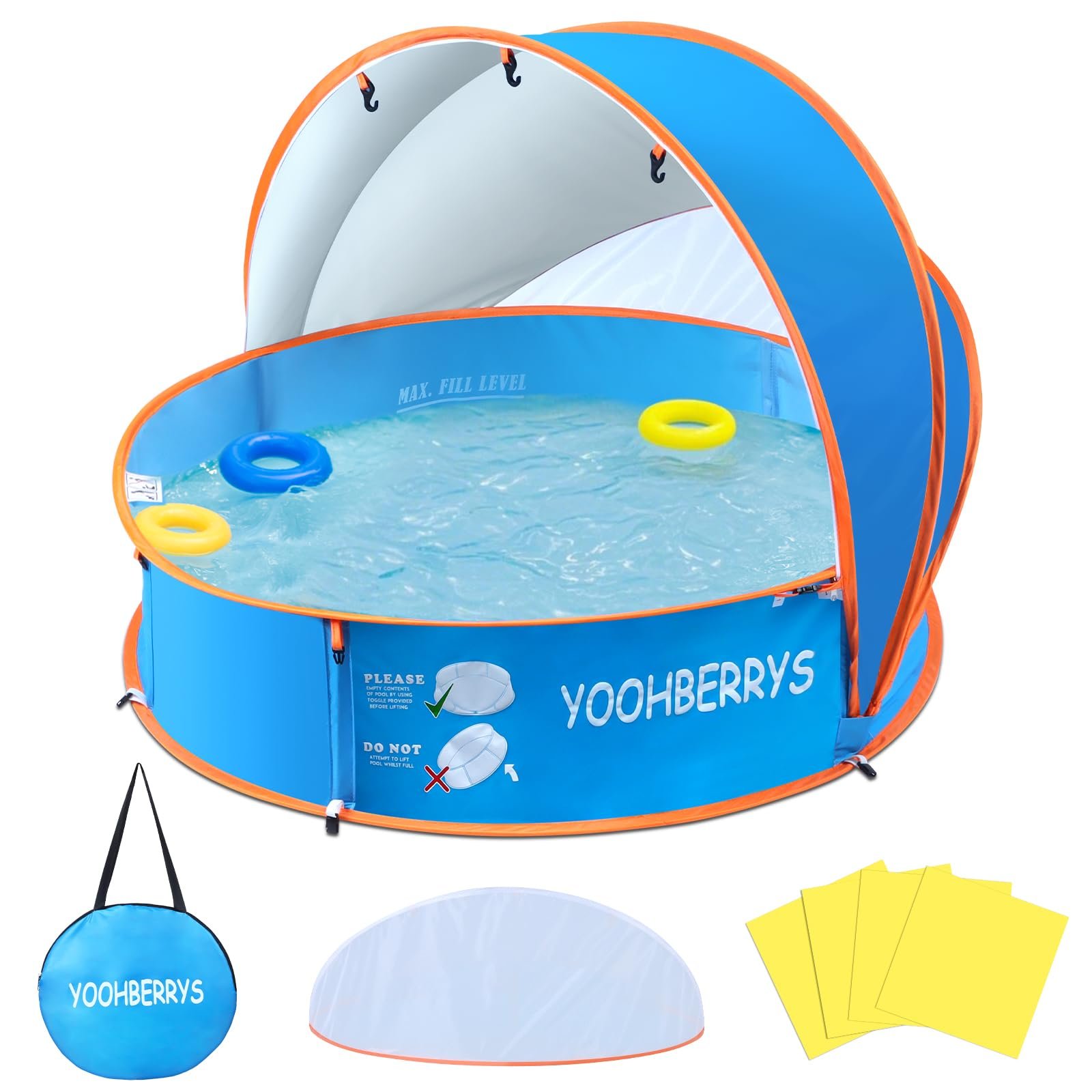 Игровая Палатка YOOHBERRYS 4-в-1 Детский Бассейн, Детская Пляжная Палатка с Защитой от УФ-лучей SPF 50+, Пляжная Палатка с Москитной Сеткой, Портативная Игровая Палатка, Сухой Бассейн, фото №1