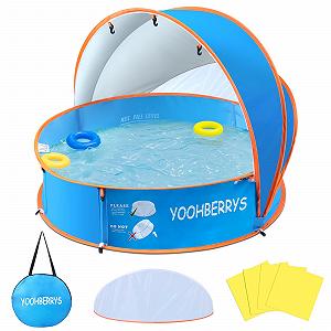 Игровая Палатка YOOHBERRYS 4-в-1 Детский Бассейн, Детская Пляжная Палатка с Защитой от УФ-лучей SPF 50+, Пляжная Палатка с Москитной Сеткой, Портативная Игровая Палатка, Сухой Бассейн - Фото 1
