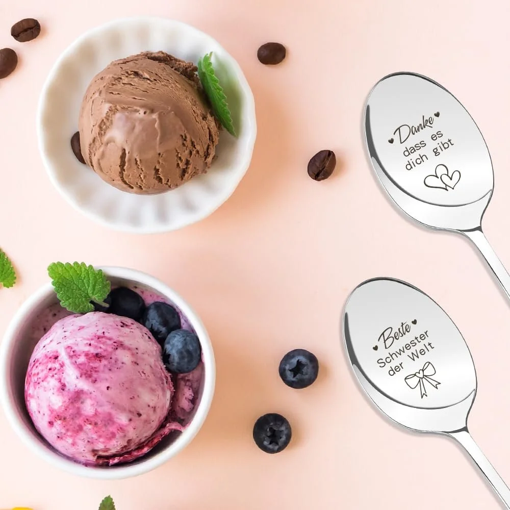 Ложка для десерту Без бренда Серія Модель З написом "Найкраща сестра у світі" Сріблястий, 2 шт. в упаковці, фото №4