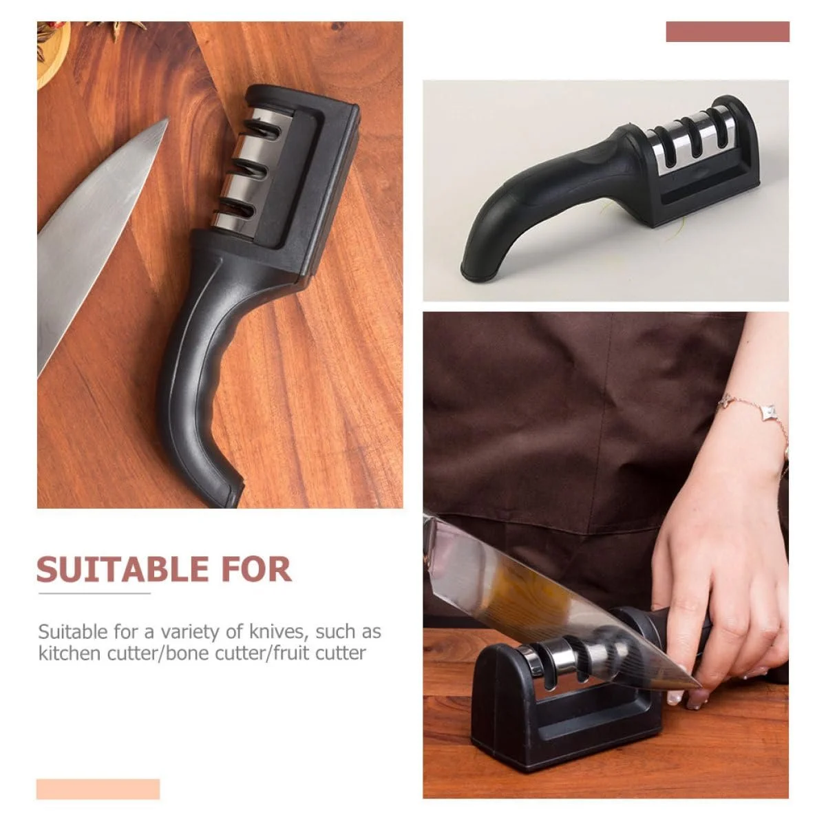 Ручная точилка для ножей Toyvian 2 штуки из алмазной стали компактная черная, фото №4