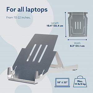 Подставка для ноутбука R-Go Tools, регулируемая по высоте, эргономичная, складная алюминиевая подставка, 3 уровня угла наклона, для ноутбуков [10/17-22 дюймов] synthetic.ua - Фото 1
