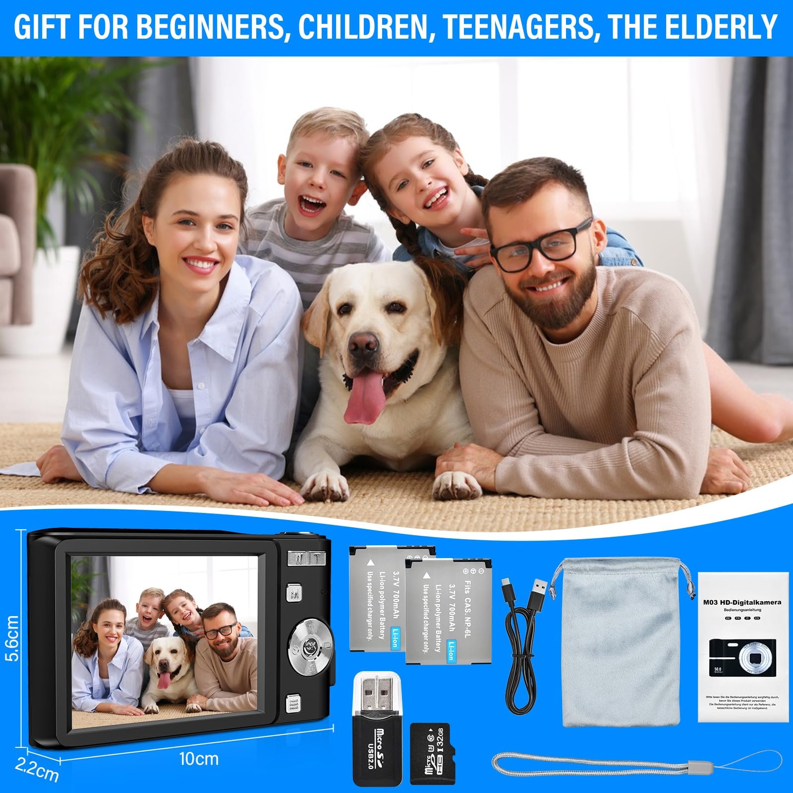 Цифровой Фотоаппарат FAYIBUY 50MP 1080P FHD Автофокус 16X Увеличение Черный, фото №6