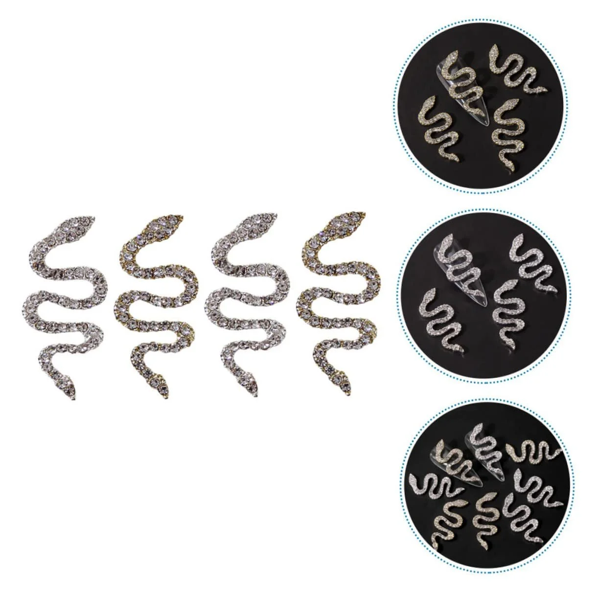 Украшения для ногтей змеиные CANIGHT 8 шт., сплав, 3D стразы, драгоценные камни, декор для ногтей, DIY аксессуары для маникюра, декор для женщин, фото №2