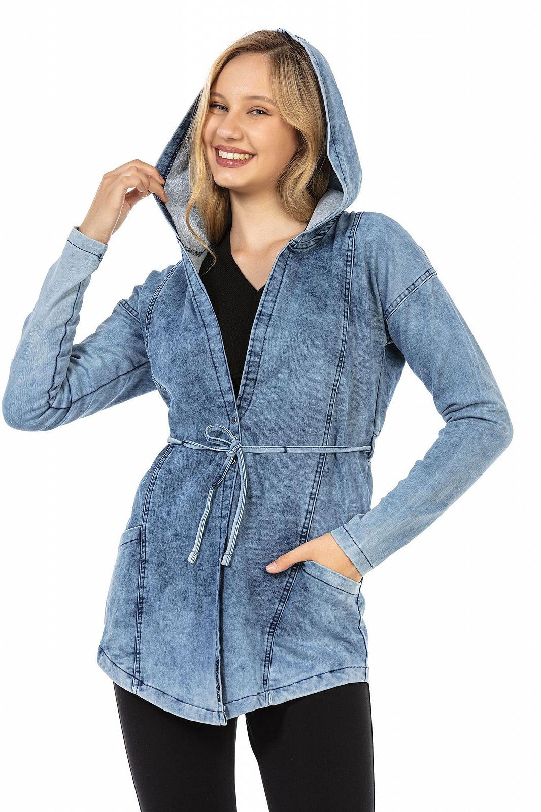 Джинсовая Куртка Cipo & Baxx Женская Короткая с Капюшоном Переходная Дenim WJ115, фото №7
