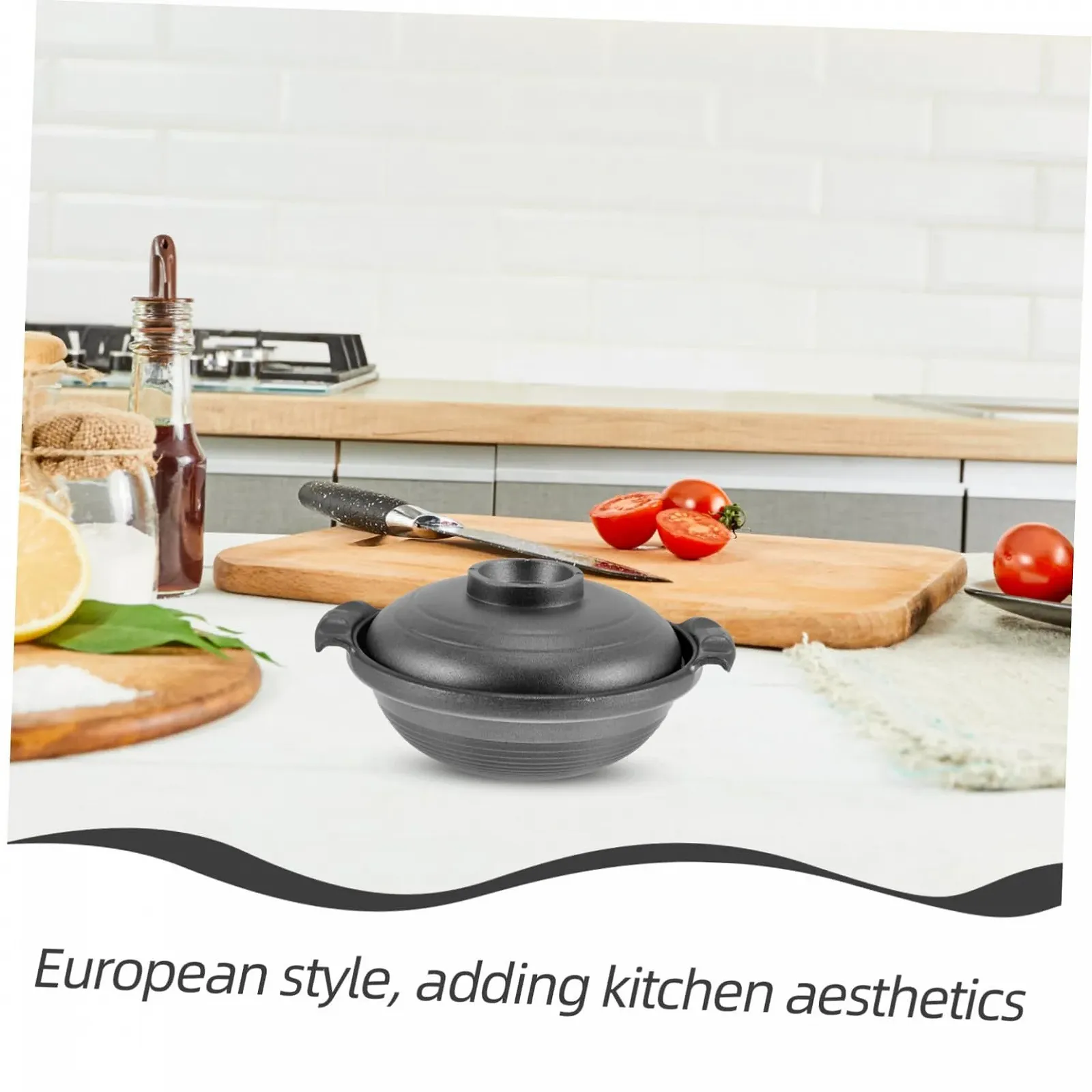 Кастрюля керамическая с двумя ручками и крышкой термостойкая, фото №3