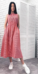 Женское летнее платье миди на резинке GF509323 размер 42/44, цвет красный synthetic.ua - Фото 1