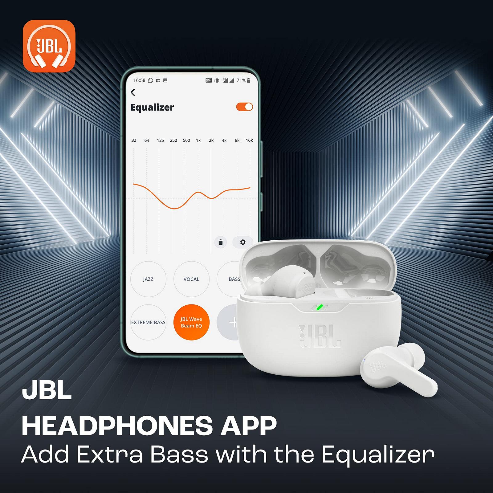 Наушники JBL Wave Beam беспроводные внутриканальные IP54 IPX2 водостойкие белый, фото №3