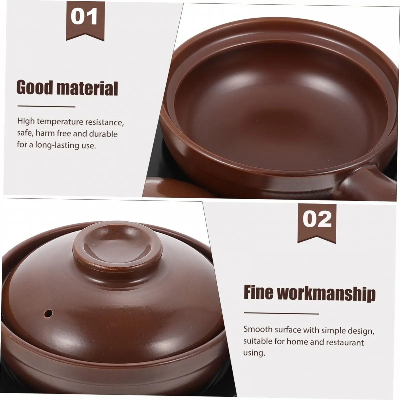 Ківш для тушкування керамічний термостійкий з ручками та підставкою, фото №7