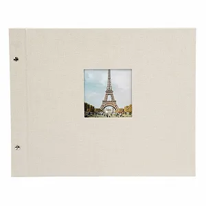 Фотоальбом на винтах goldbuch Bella Vista с вырезом для фотографий 39 x 31 см, 40 страниц с защитными разделителями, лен, серый, песочно-серый, 39 x 31 см synthetic.ua - Фото 1