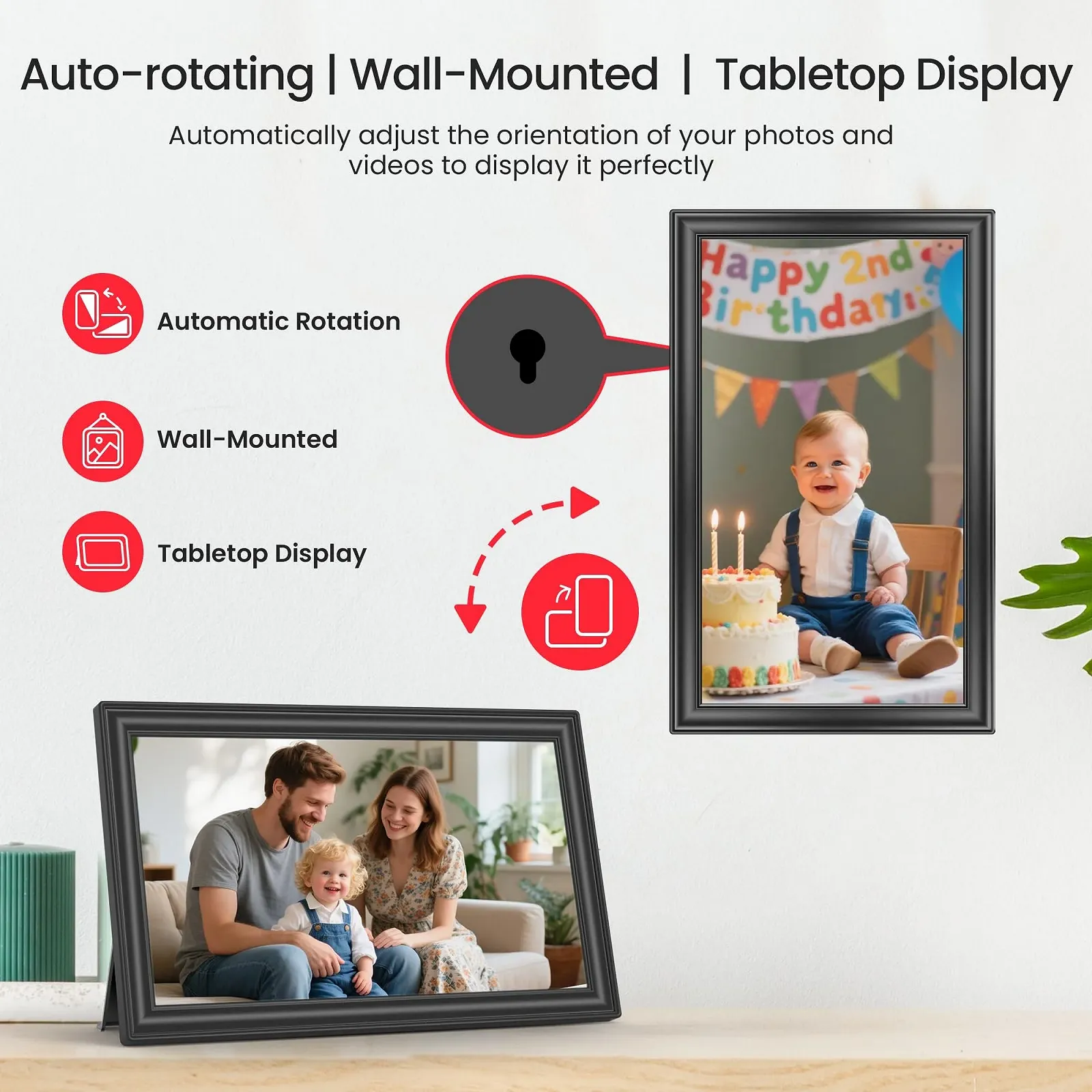 Цифровая фоторамка Frameo 15.6 дюйма 1920 x 1080 FHD IPS 64 GB Auto Rotation, фото №7