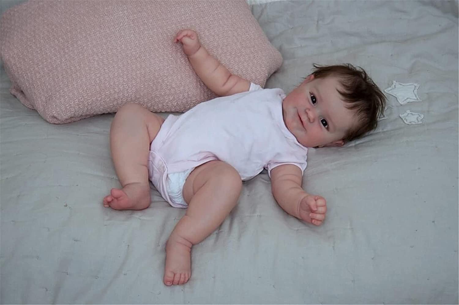 Лялька Bebe Reborn Maddie 50 см Новонароджена дівчинка М'який дотик з ручним волосям Висока якість Ручна робота, фото №7