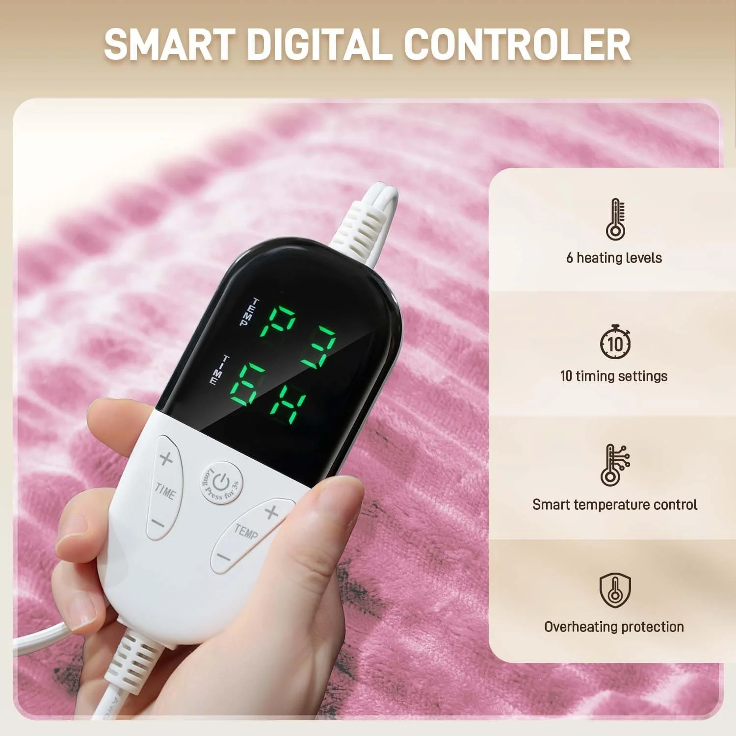 Электропростынь ULTRALENT 180 x 135 см Розовый, фото №3 Электропростынь ULTRALENT 180 x 135 см Розовый, фото №3