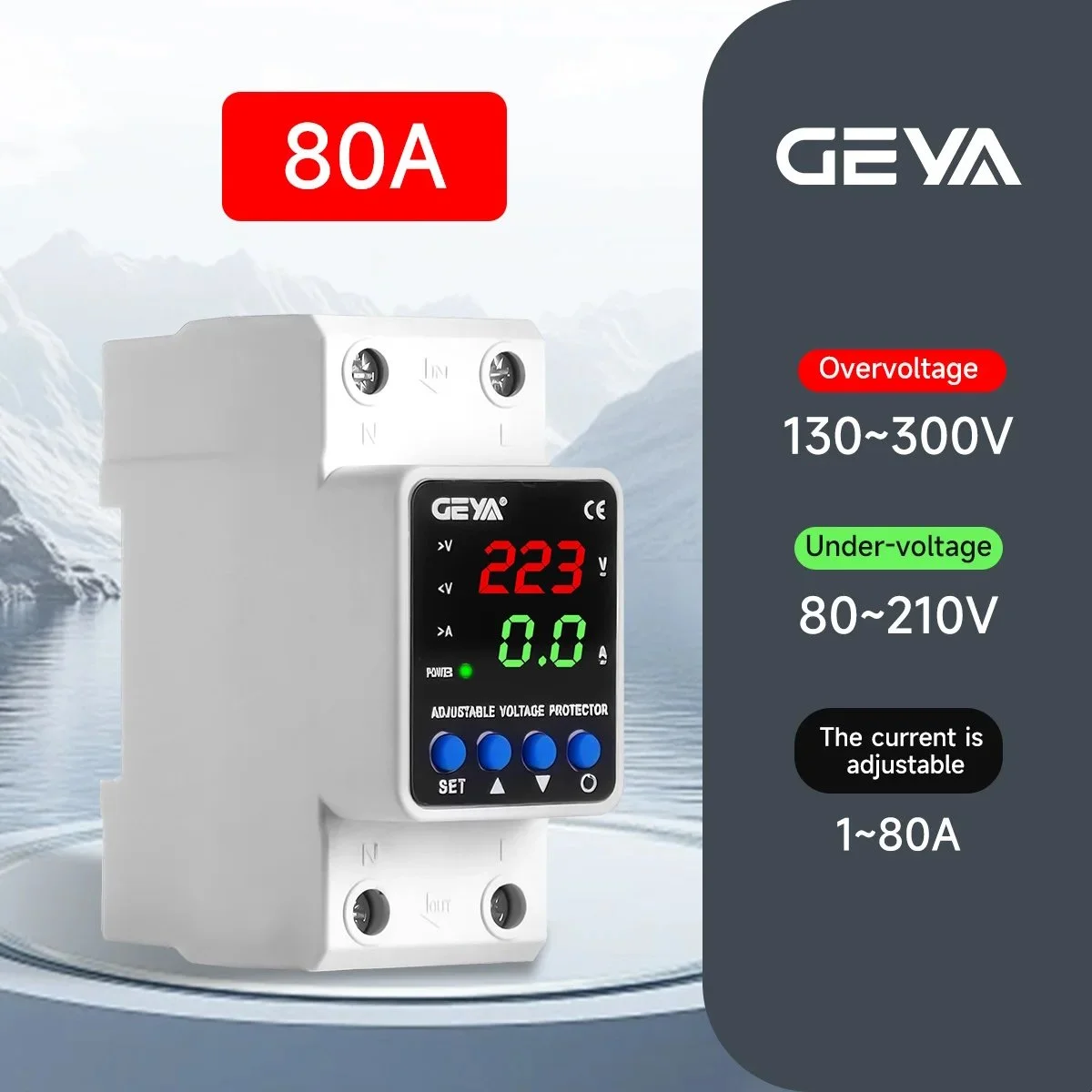 Реле контролю напруги GEYA GPS6-VA5 2P 63A 220V з дисплеєм, фото №7