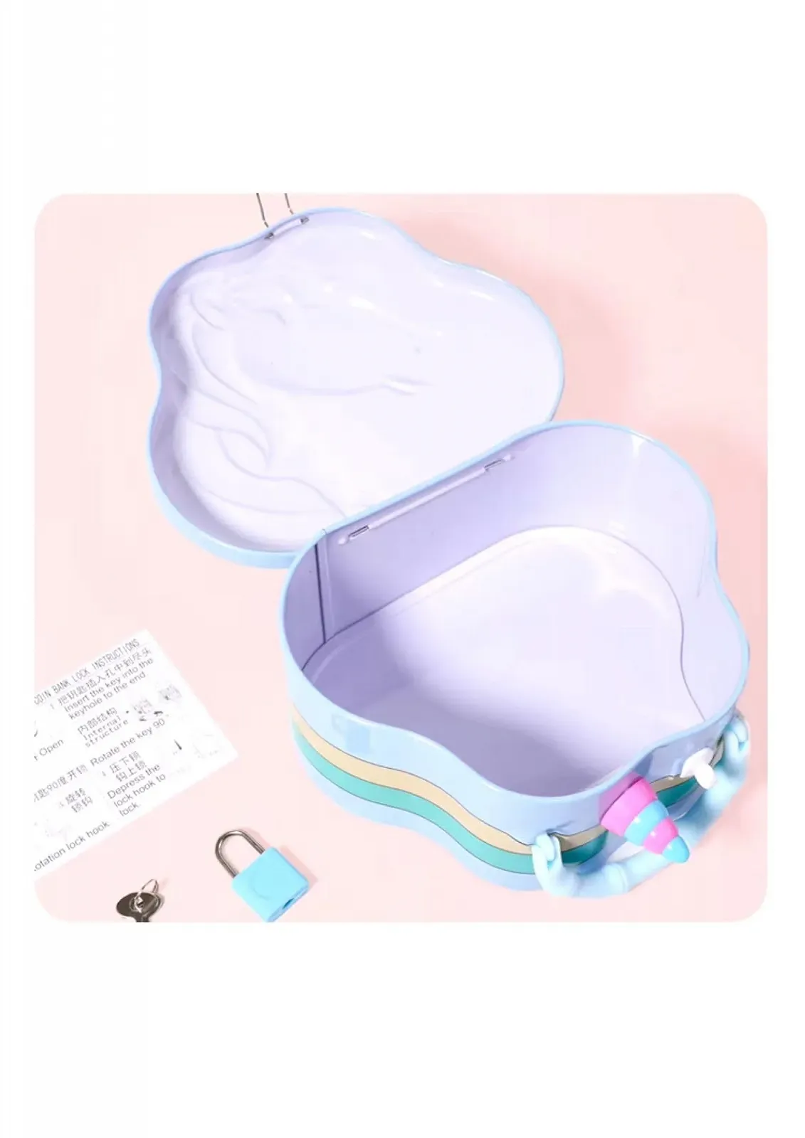 Скарбничка Металева Єдиноріг 13.5 x 7 x 15 см Рожева, фото №5