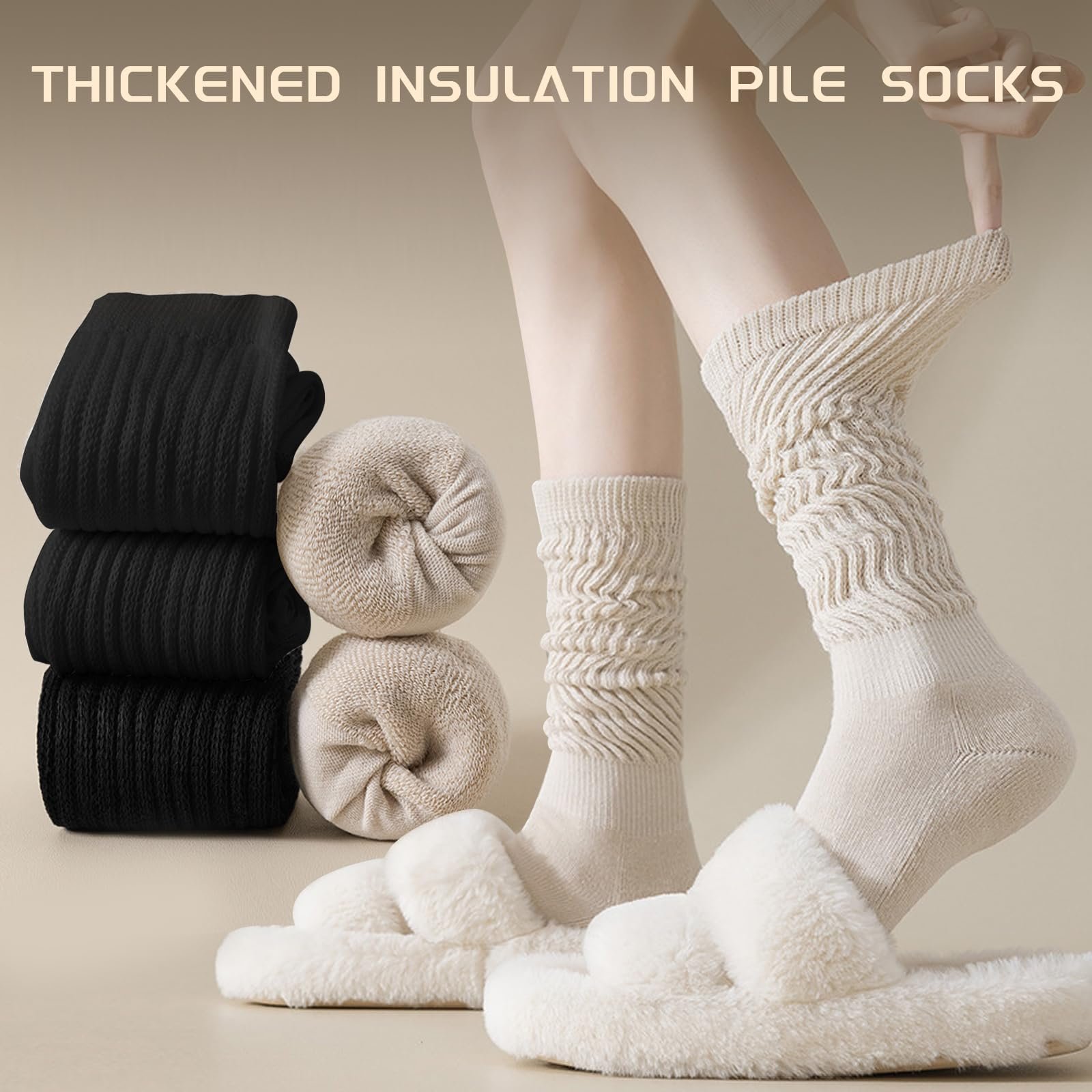 Женские гольфы (2 пары) Вязаные хлопковые носки, Повседневные носки, Вязаные высокие носки для сапог, Очень длинные носки, Термоноски, Аксессуары для вечеринок в стиле 80-х, Ретро панк, фото №3