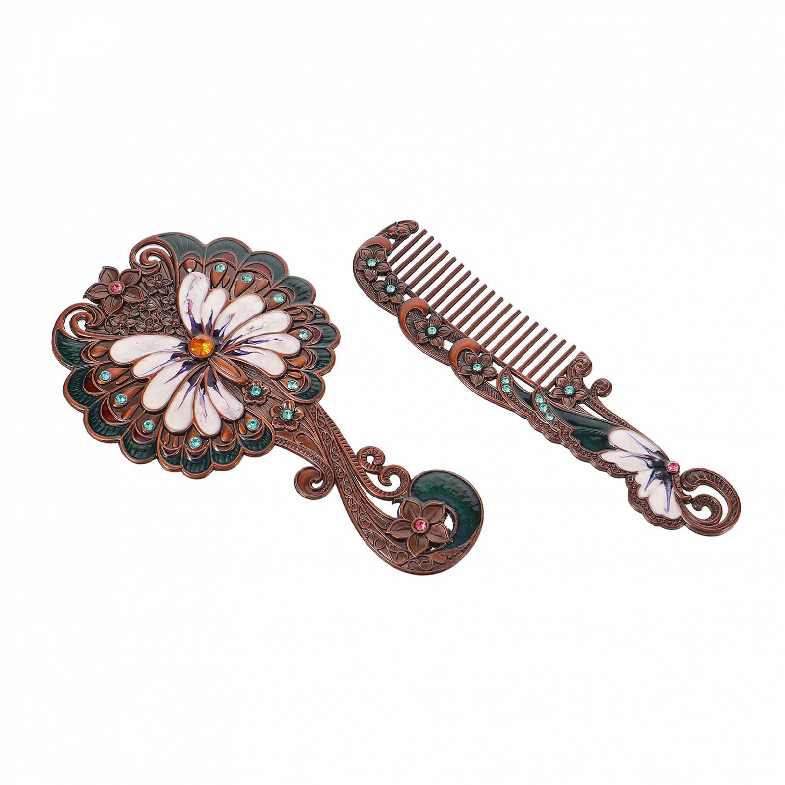 Набор Зеркало Ручное Мет Декоративное Винтажное Металлическое Розовое, фото №1