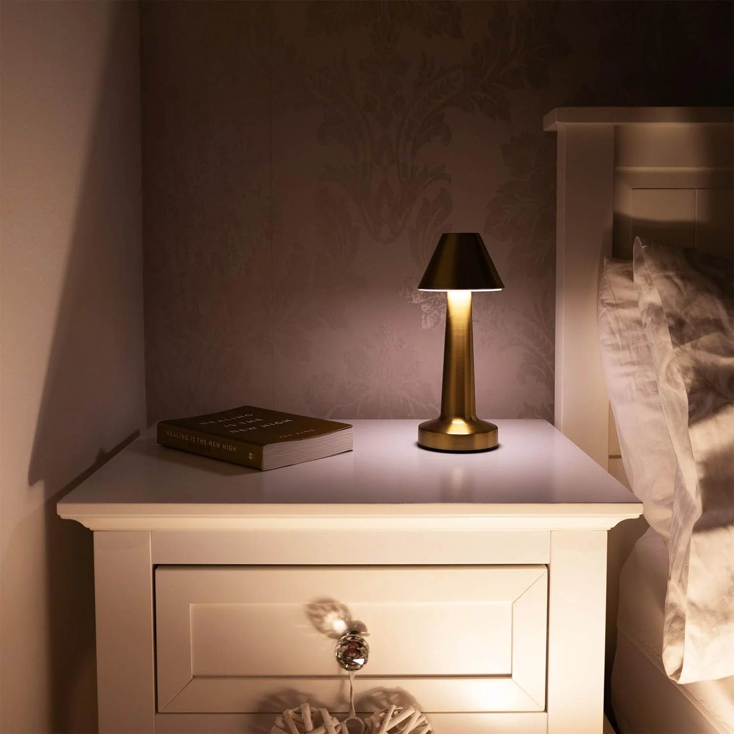 Настільна лампа Auraglow Boston акумуляторна на батарейках сенсорна LED набір з 2 шт, фото №7