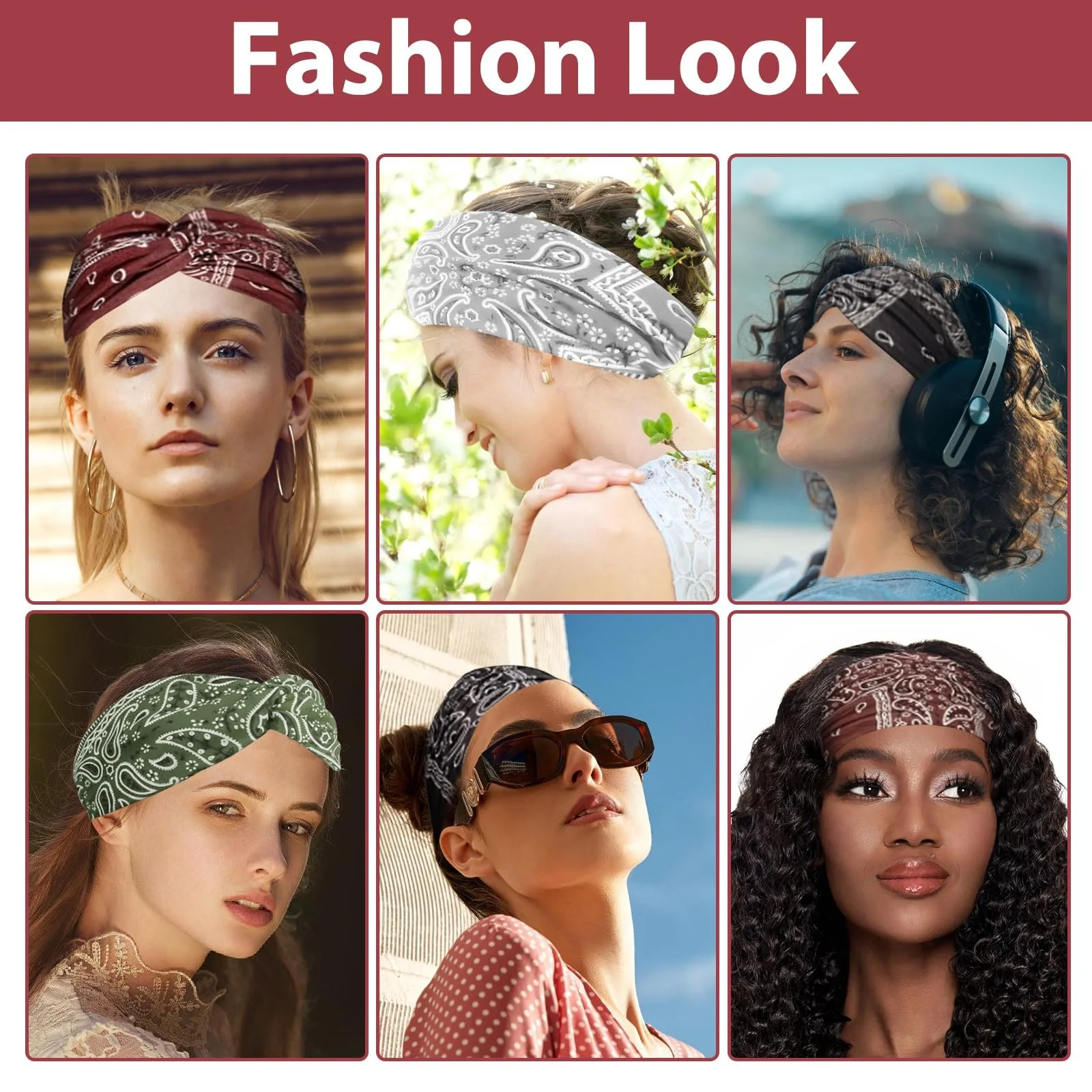 Набір пов'язок на голову жіночих Богемних широких, фото №6 Набір пов'язок на голову жіночих Богемних широких, фото №6