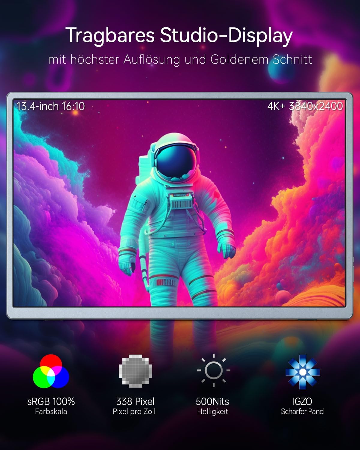 Монитор портативный 13.4" Intehill U13NA 4K IPS 60 Гц, фото №2