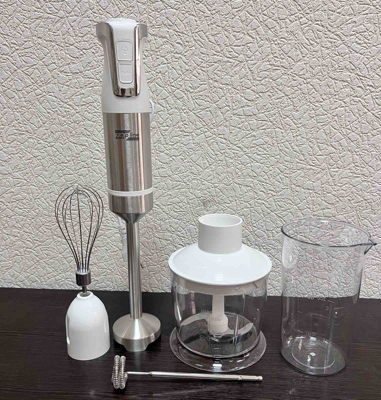 Мощный погружной блендер измельчитель 5в1 Zepline ZP-073 1500ВТ Белый, фото №5