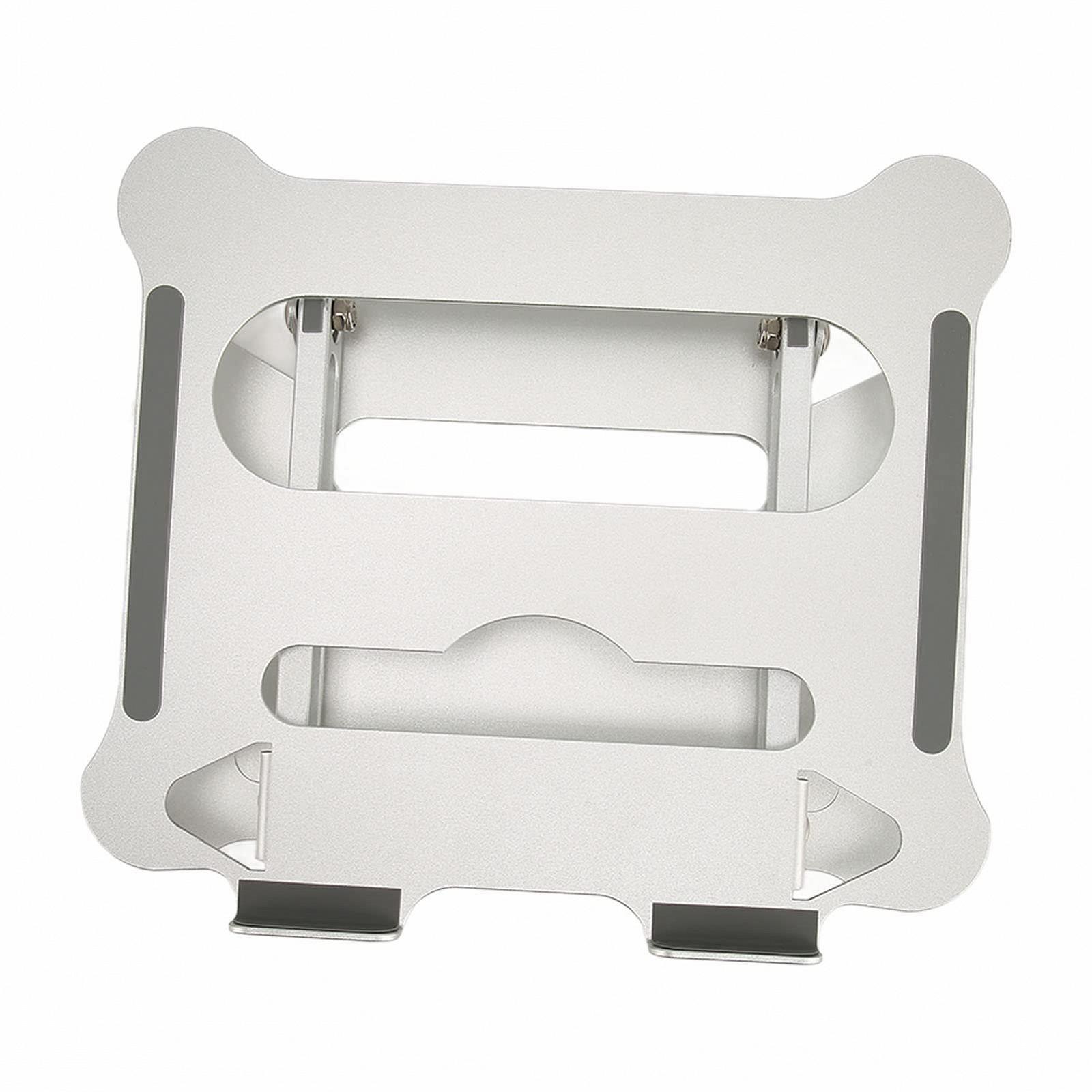 Складная подставка для ноутбука - регулируемая по высоте подставка для ноутбука, держатель для планшета, нескользящие силиконовые накладки, стабильная треугольная опора, для дома и офиса, серебристый, фото №6