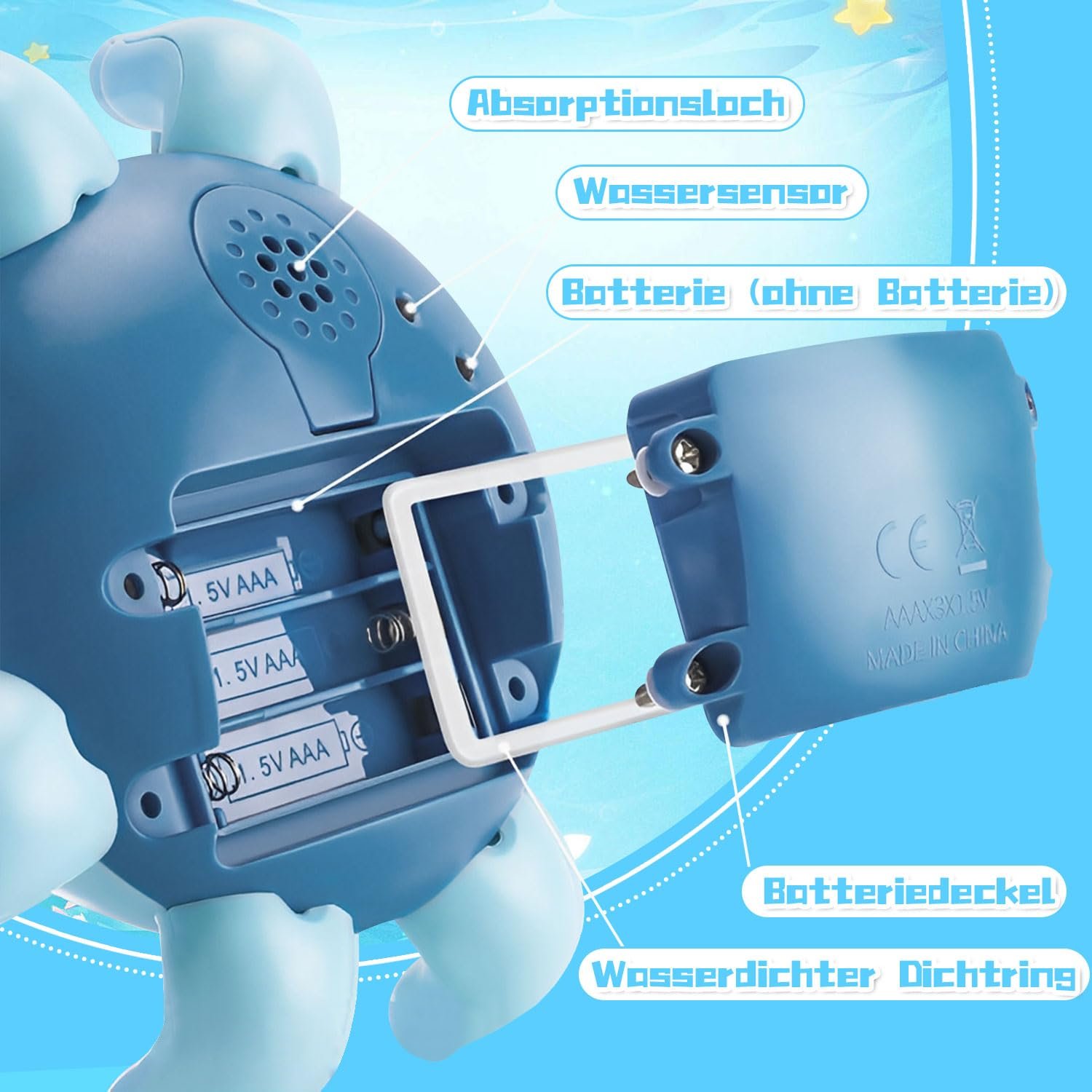 Іграшка для ванни Восьминіг з розпиленням води та світлом Синій, фото №5