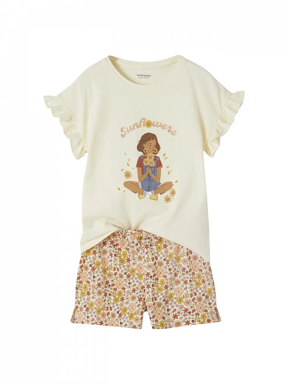 Комплект піжам VERTBAUDET, 2 шт., з ребристого трикотажу для дівчаток, короткий, фото №3 Комплект піжам VERTBAUDET, 2 шт., з ребристого трикотажу для дівчаток, короткий, фото №3