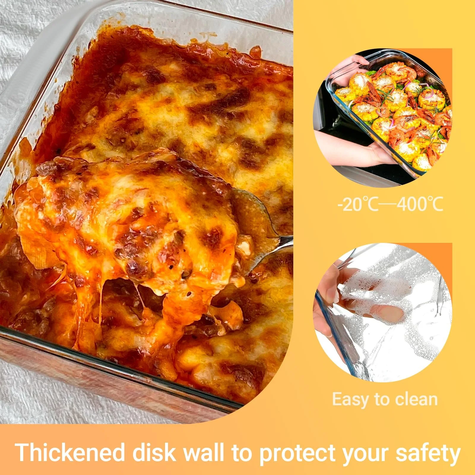 Форма для запекания стеклянная 1 л из боросиликатного стекла прямоугольная 26 x 15 x 4.5 см с ручками, фото №3 Форма для запекания стеклянная 1 л из боросиликатного стекла прямоугольная 26 x 15 x 4.5 см с ручками, фото №3