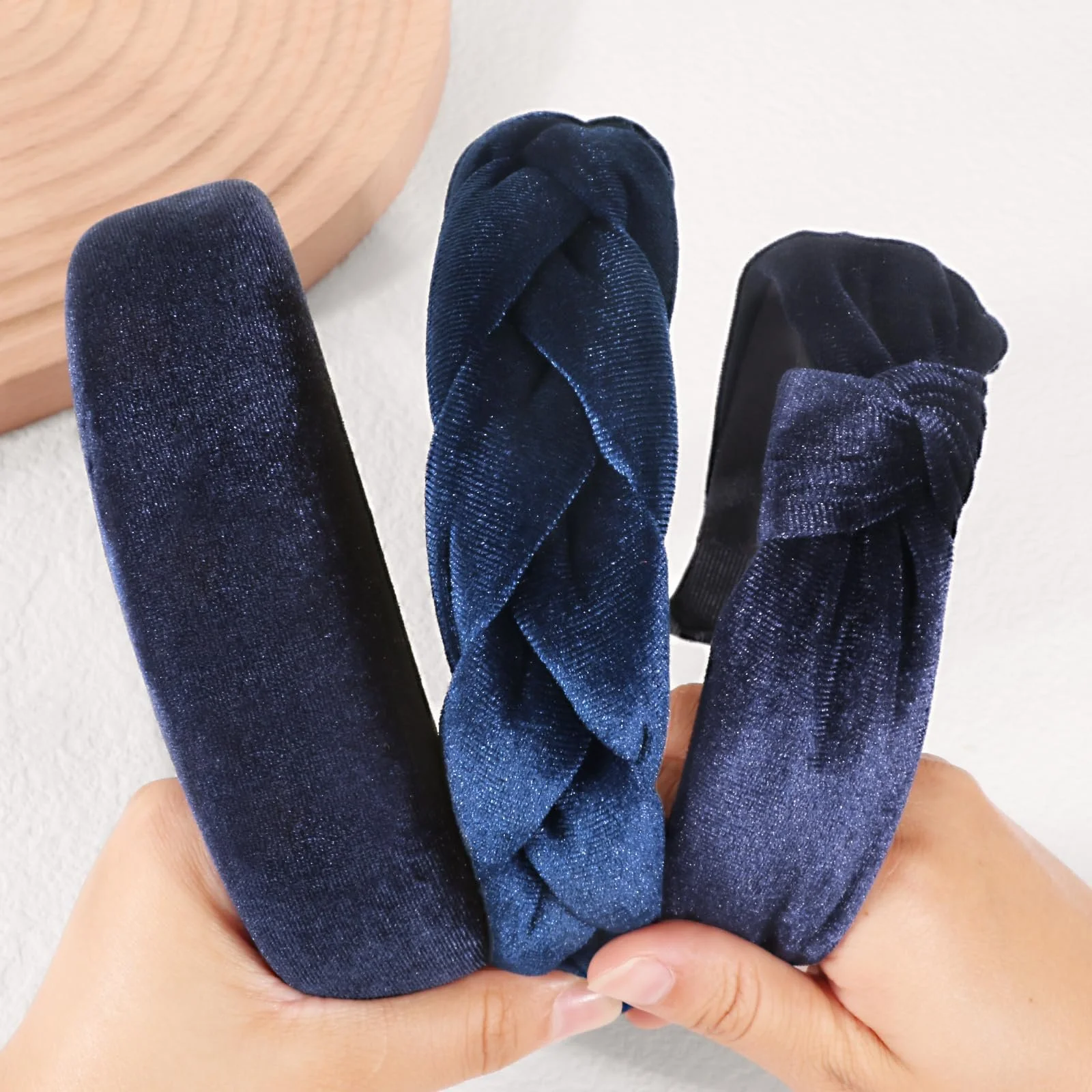 Набір обручів на голову 3 шт. Оксамитова, фото №4