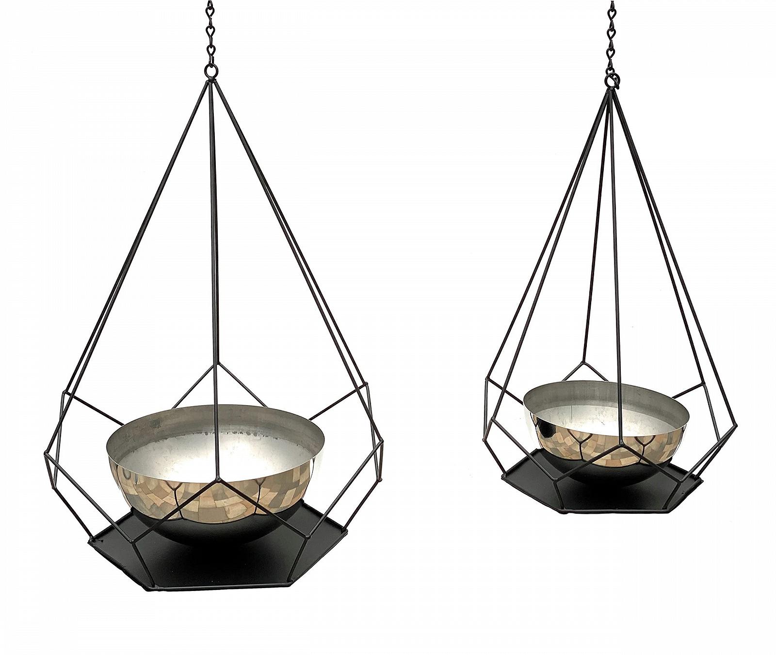 Підвісний кошик DanDiBo Набір 2 шт. металевий з горщиками 6 кутів Чорний, фото №4 Підвісний кошик DanDiBo Набір 2 шт. металевий з горщиками 6 кутів Чорний, фото №4