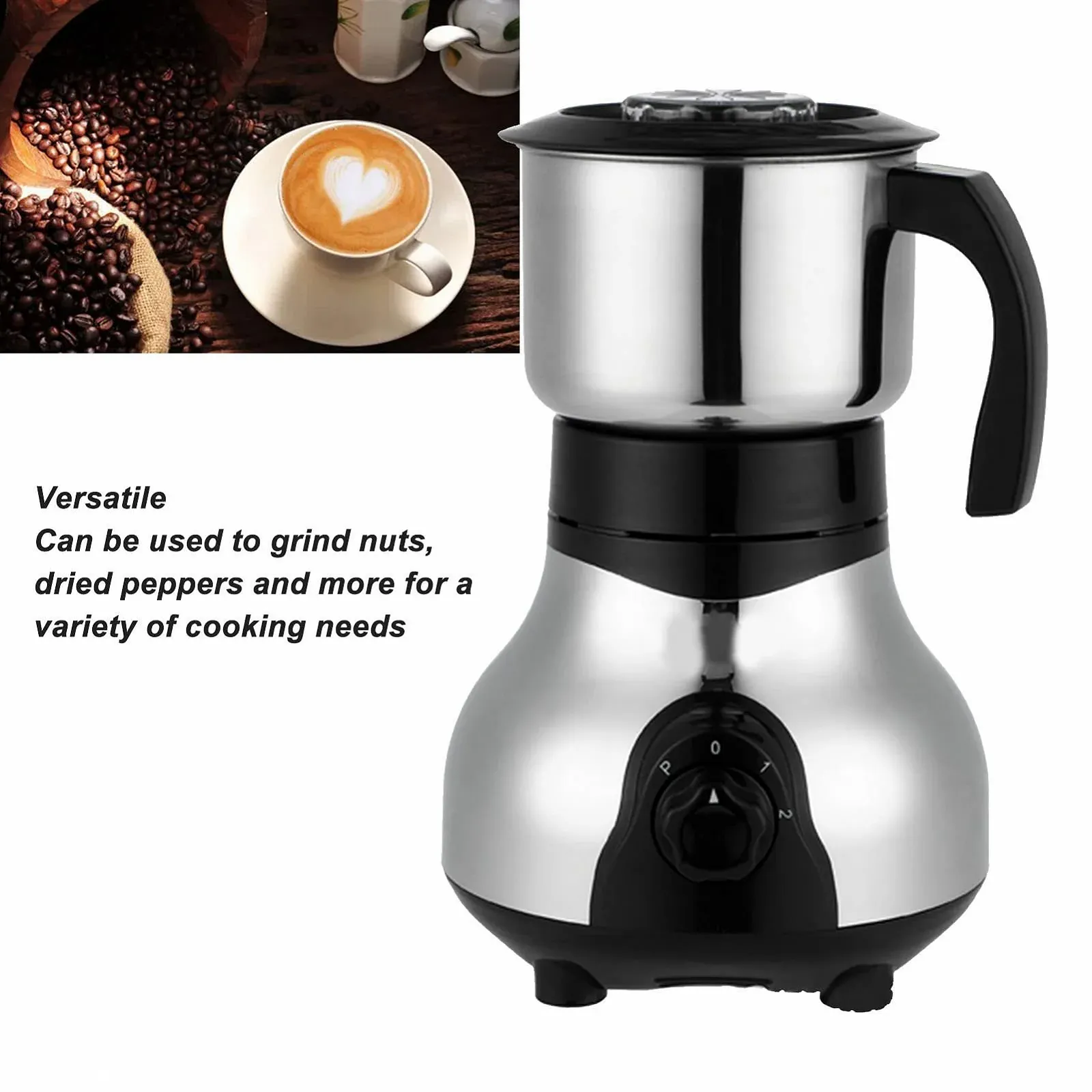 Електрична кавомолка Topyond для домашнього використання, нержавіюча сталь, для кавових зерен, спецій, горіхів, трав, зерен, 300 Вт, EU Plug, 220 В, фото №2