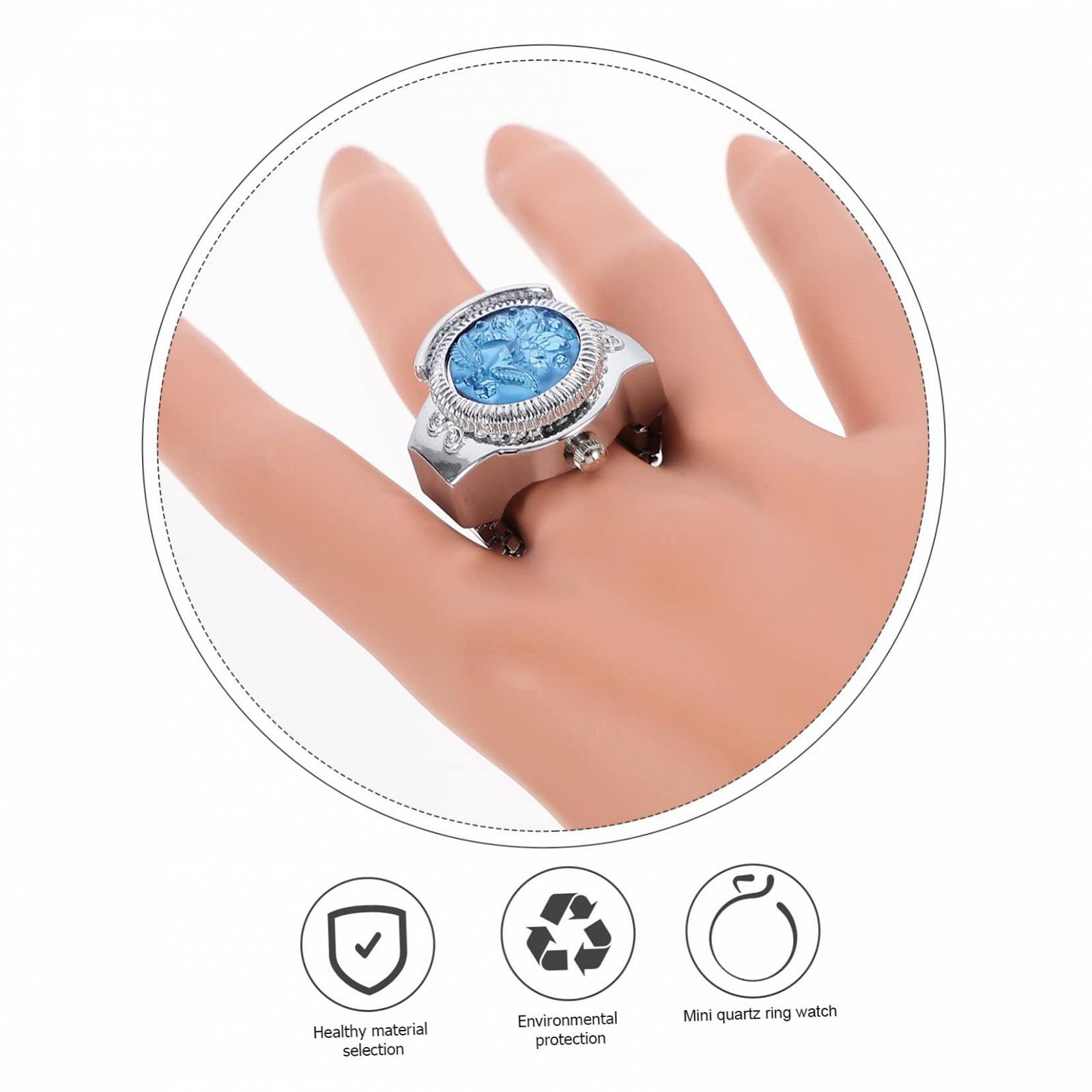 Кольцо-часы Healvian, золотистые круглые наручные часы, мини-часы, декоративные часы, цинковый сплав, синий, фото №3 Кольцо-часы Healvian, золотистые круглые наручные часы, мини-часы, декоративные часы, цинковый сплав, синий, фото №3