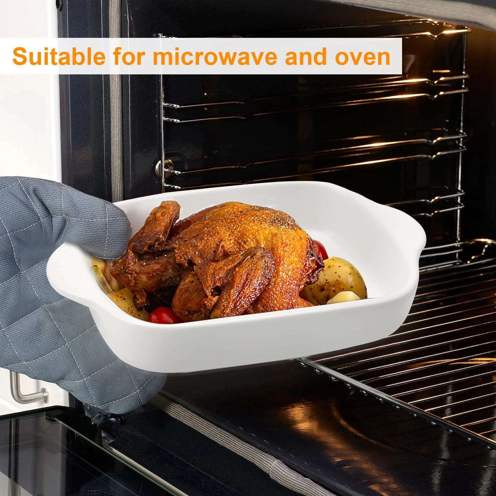 Набор форм для запекания керамические прямоугольные с ручками 23.2 x 14.2 x 4.5 см 2 шт Белый, фото №5 Набор форм для запекания керамические прямоугольные с ручками 23.2 x 14.2 x 4.5 см 2 шт Белый, фото №5