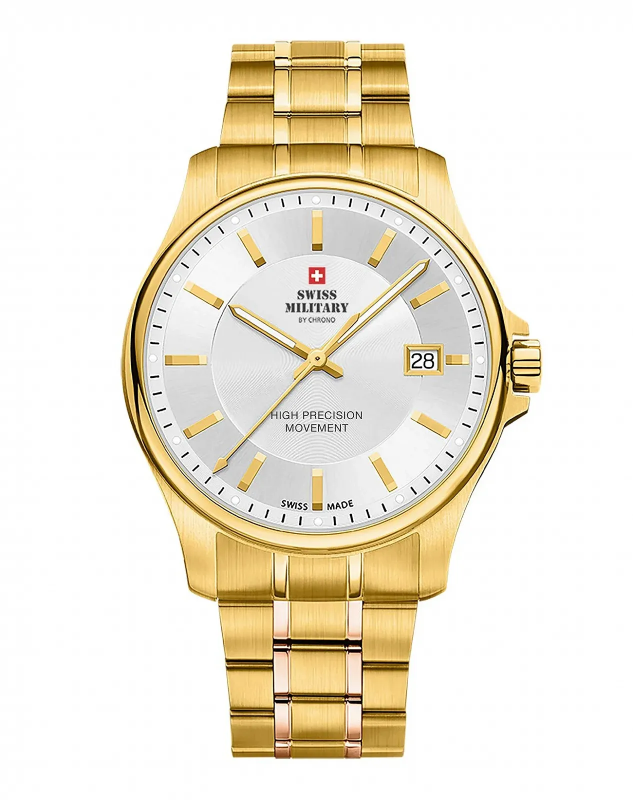 Часы Swiss Military by Chrono SM30200.09 Мужские, кварцевый механизм, металлический ремешок из нержавеющей стали, аналоговые, золото, золотистый, браслет, фото №1 Часы Swiss Military by Chrono SM30200.09 Мужские, кварцевый механизм, металлический ремешок из нержавеющей стали, аналоговые, золото, золотистый, браслет, фото №1