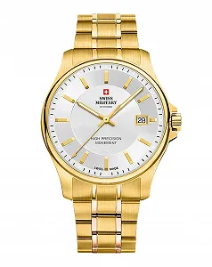 Часы Swiss Military by Chrono SM30200.09 Мужские, кварцевый механизм, металлический ремешок из нержавеющей стали, аналоговые, золото, золотистый, браслет - Фото 1
