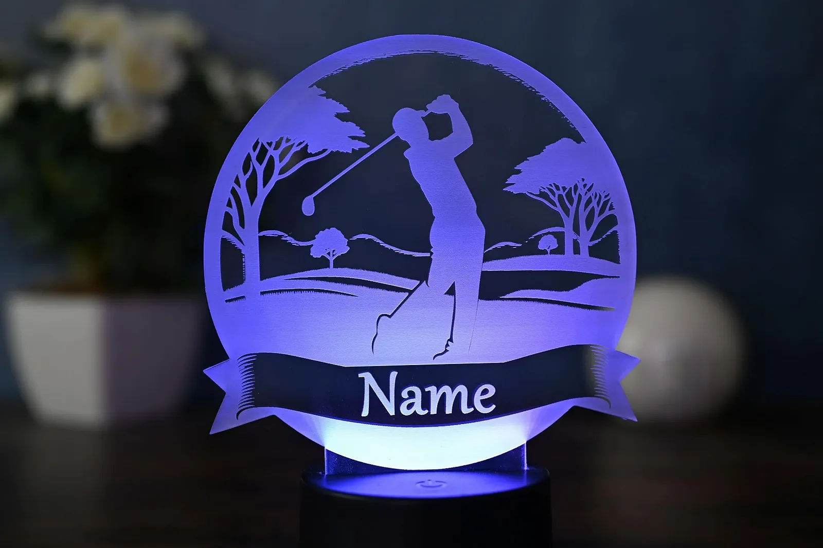 Настольная светодиодная лампа Персонализированный гольфист LED Creative с гравировкой имени, фото №3