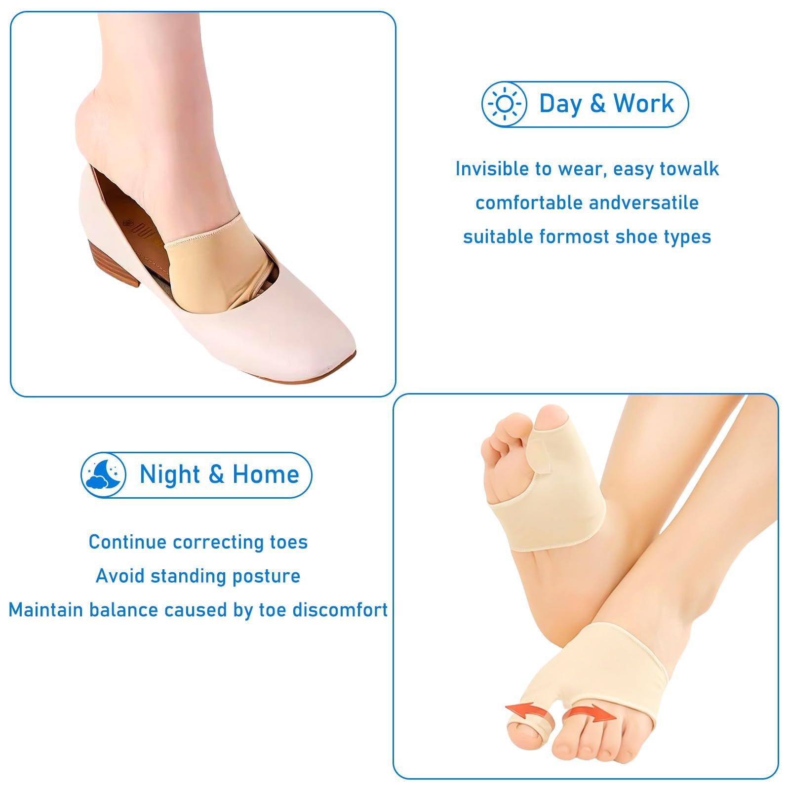 Пов'язка для захисту від Hallux Valgus (2 пари), роздільник для пальців, фото №4 Пов'язка для захисту від Hallux Valgus (2 пари), роздільник для пальців, фото №4