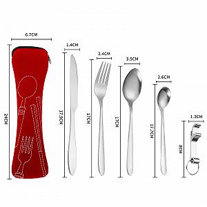 Набор столовых приборов EnixwH 10-Piece Stainless Steel с чехлом Черный synthetic.ua - Фото 1