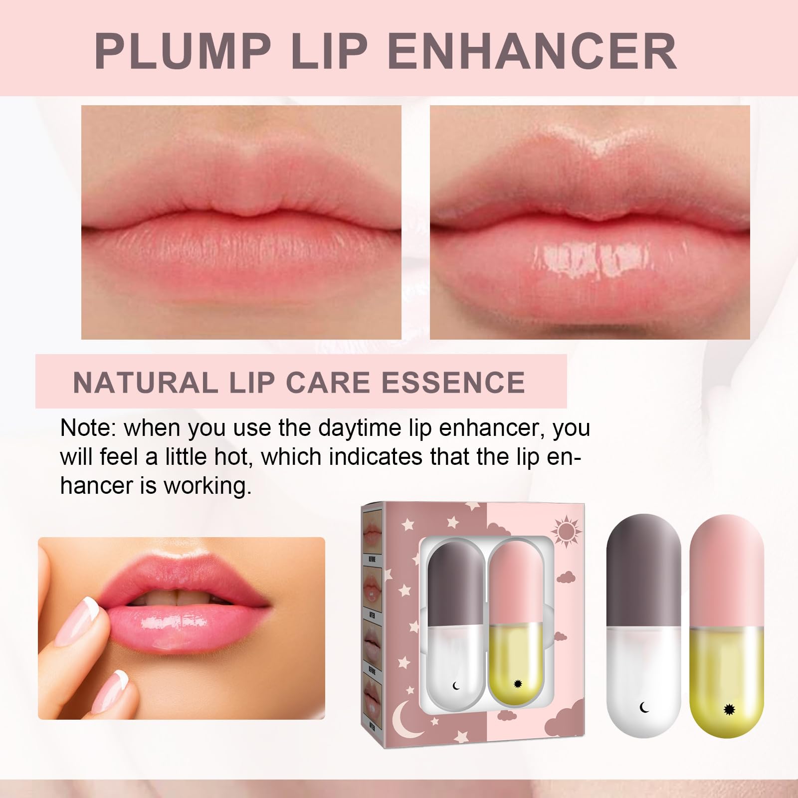 Набор для губ 2 шт. Lip Filler Natural Lip Filler Lip Gloss Lip Enhancer and Lip Care Serum Day & Night Cream, фото №2