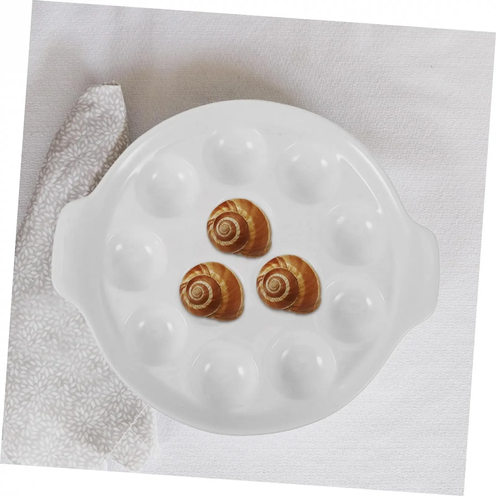 Форма для запекания Toyvian Керамическая для улиток и морепродуктов с ручками Белая, фото №7