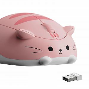 Мышь Wireless Akko Cat, 2,4 ГГц с USB Nano приемником, 3 кнопки, 1200 DPI, оптическое отслеживание, эргономичная, тихий клик, цвет Rosa Angie - Фото 1