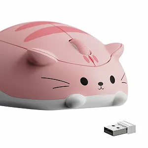 Миша Wireless Akko Cat, 2,4 ГГц з USB Nano приймачем, 3 кнопки, 1200 DPI, оптичне відстеження, ергономічна, тихий клік, колір Rosa Angie - Фото 1
