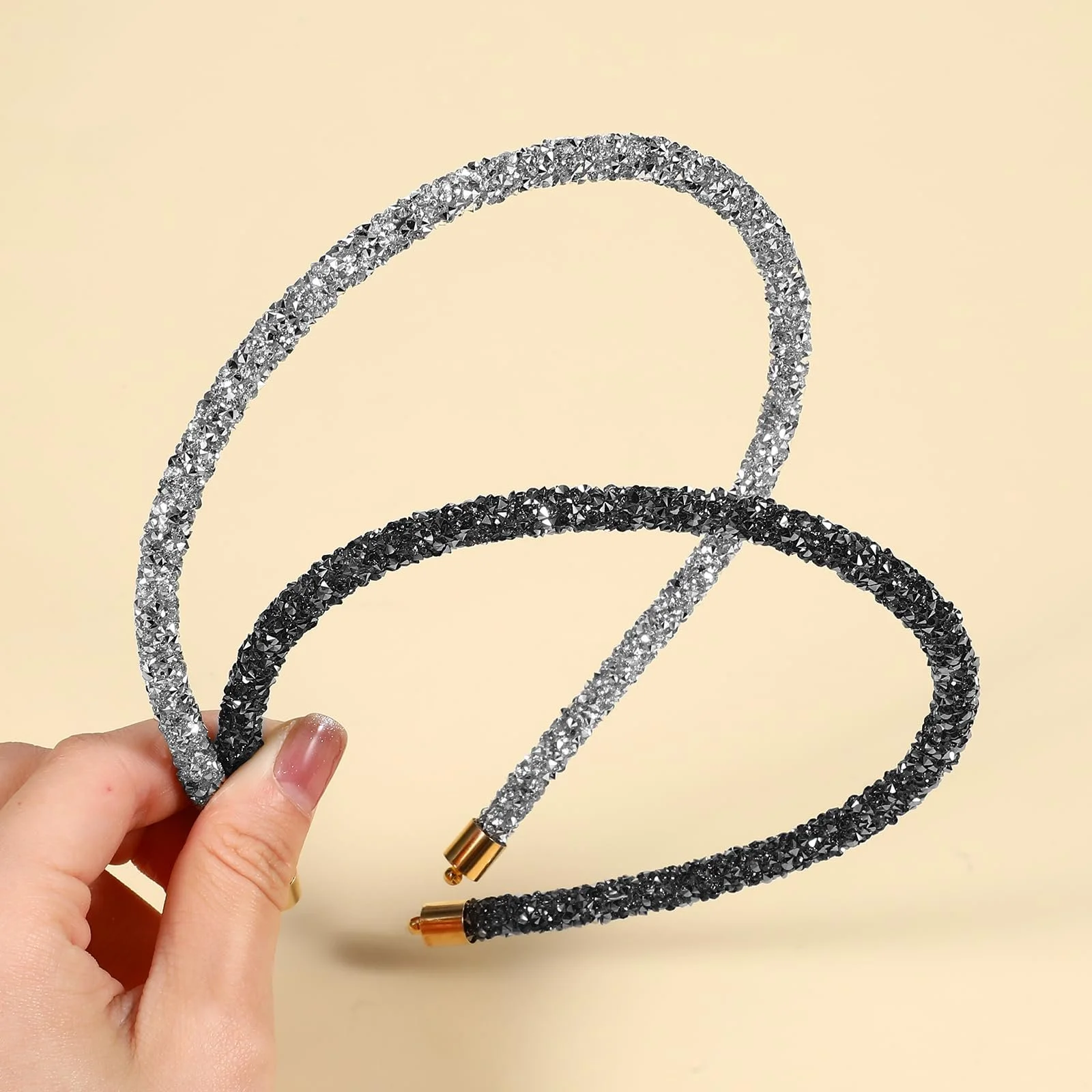 Набір з 2 блискучих кришталевих обручів для волосся для жінок, фото №7