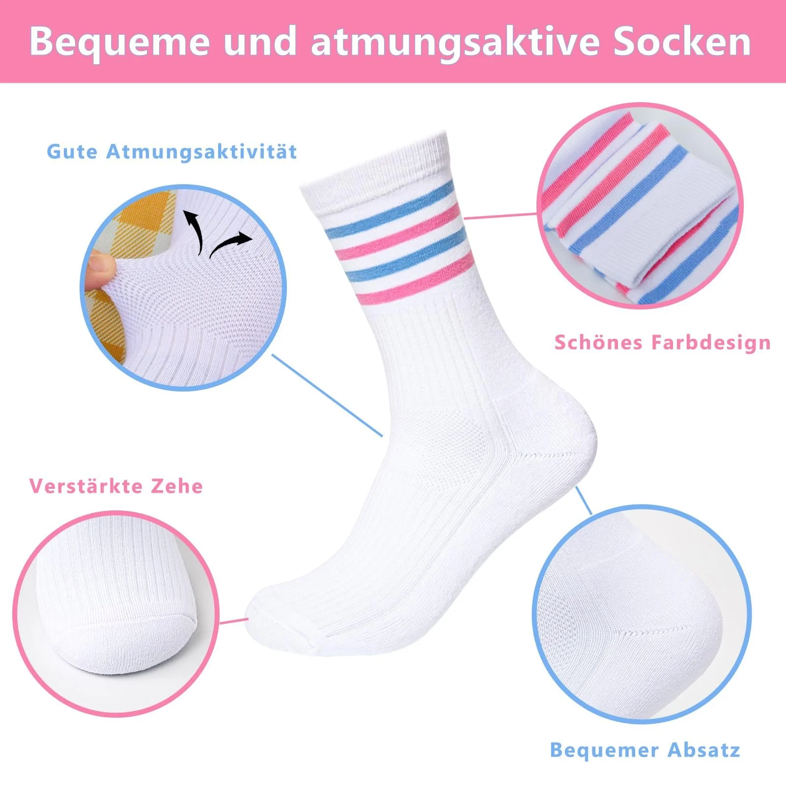 Жіночі тенісні шкарпетки 6 пар Бавовняні спортивні 35-42, фото №3 Жіночі тенісні шкарпетки 6 пар Бавовняні спортивні 35-42, фото №3