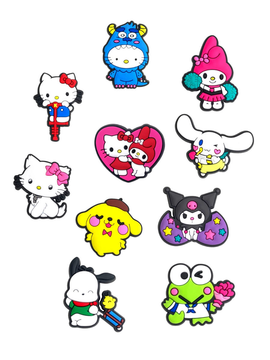 Джибитсы Привет Китти Hello kitty Хэллоу Китти Куроми Санрио Kuromi Jibbitz 10 шт аксессуары Крокс украшение Dz_102_3, фото №1