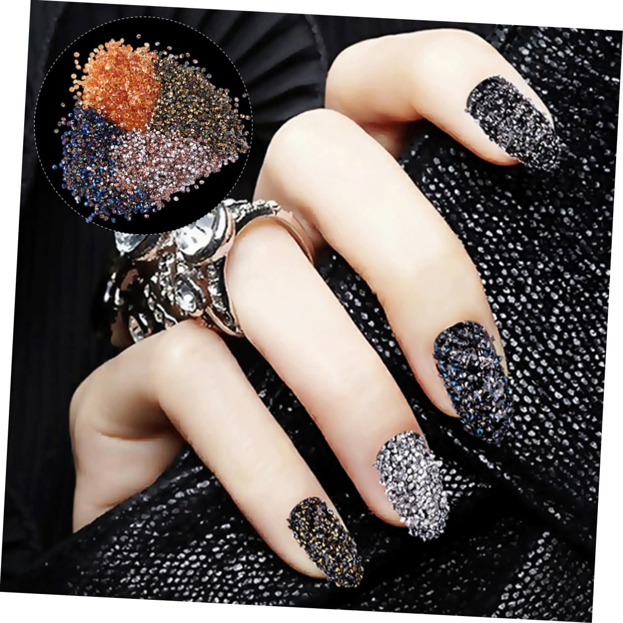 Стразы для ногтей 4 упаковки по 5760 штук Круглые бусины для макияжа лица Стразы для ногтей Ювелирные изделия для ногтей Серебро, фото №9