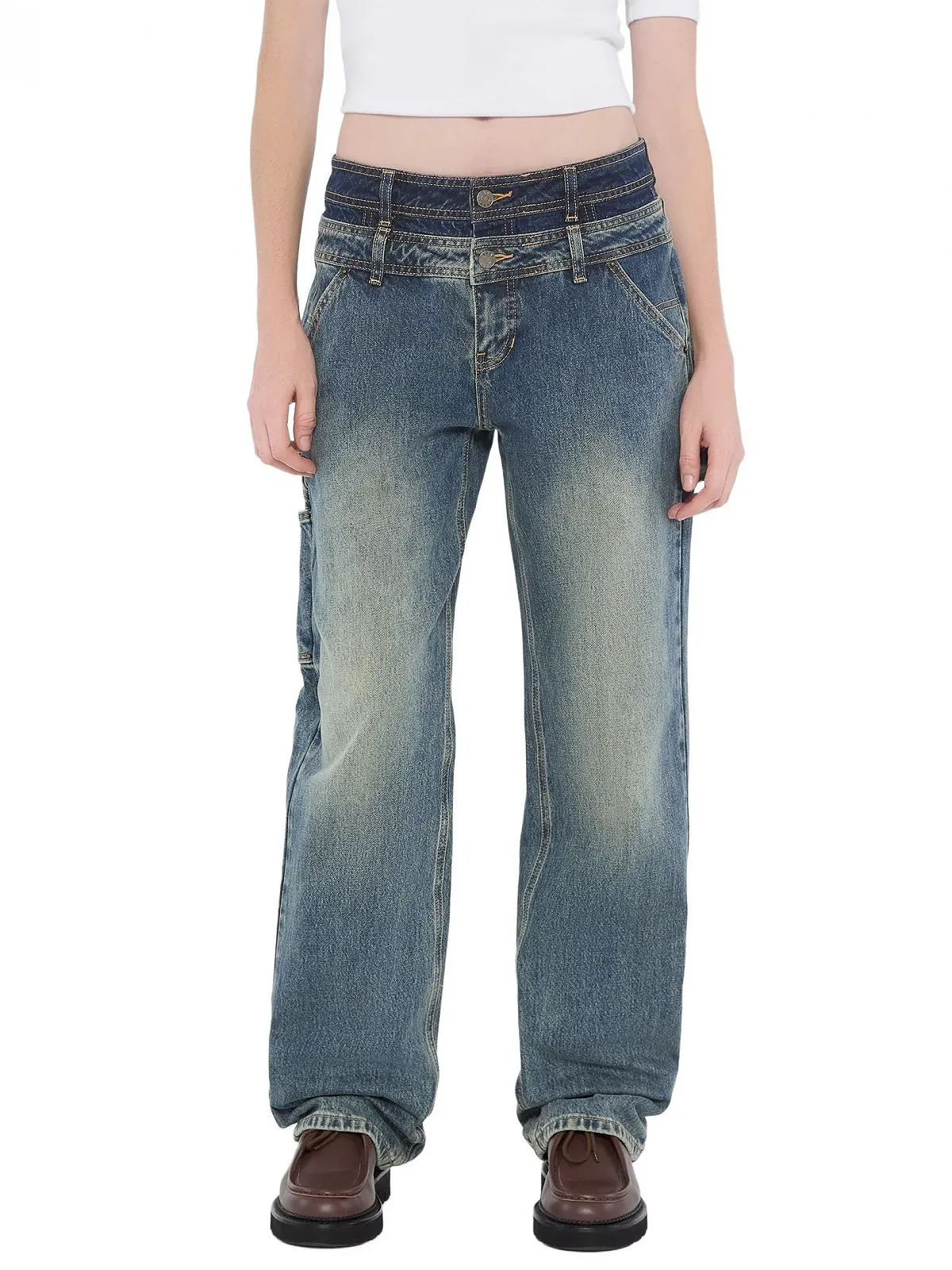 Джинси GUESS Originals Zimmermanns з подвійним поясом Go Lt Vintage Tinted Medi, 27, фото №1