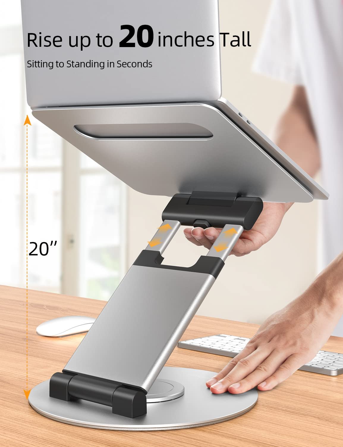 Подставка для ноутбука Nulaxy Extendable с вращающимся основанием на 360
Регулируемая высота до 53 см, серебристая, фото №3