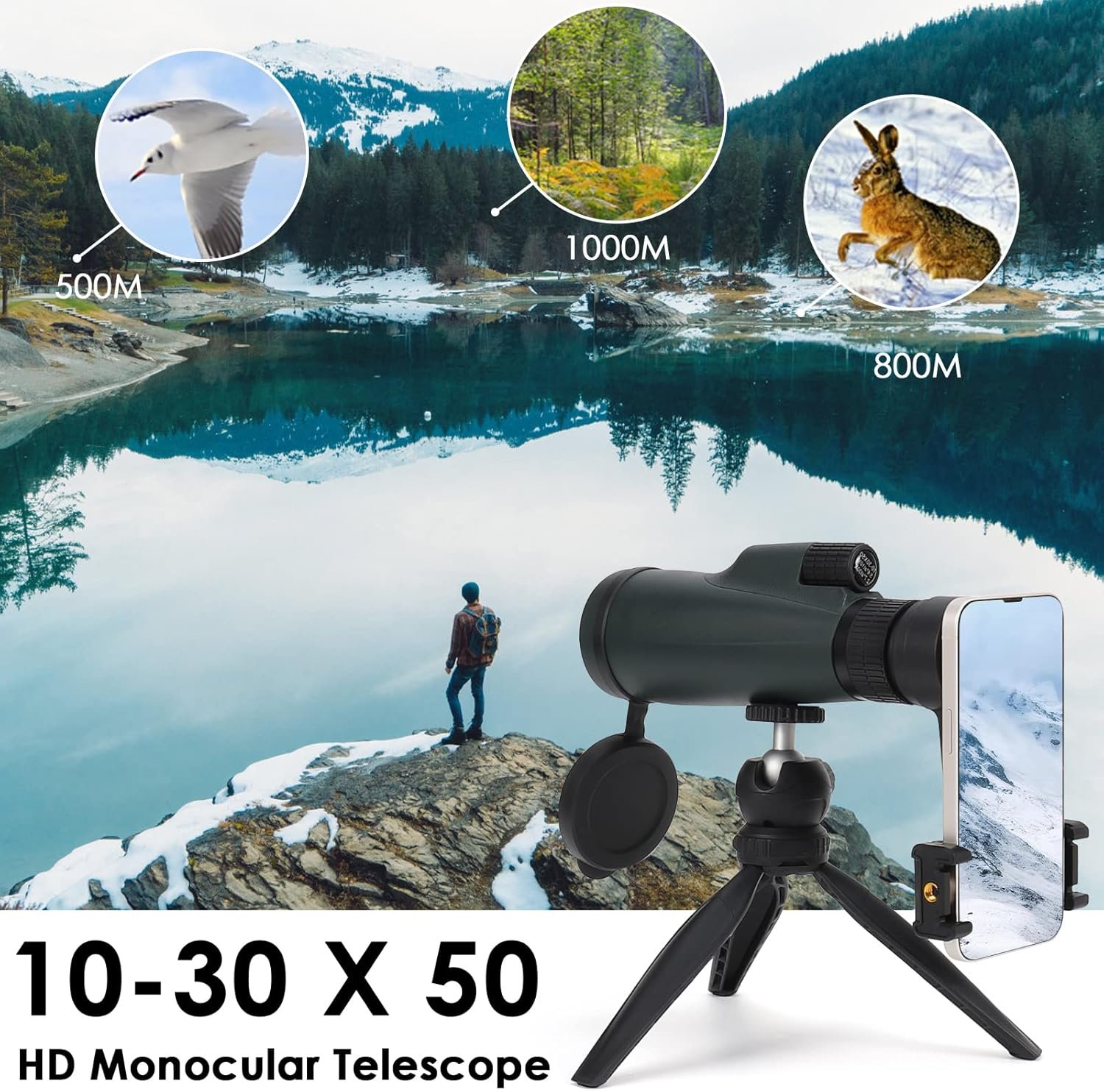 Монокуляр Czemo 10-30x50 LJL-DTWYJ-FBA Черный-зеленый, фото №3