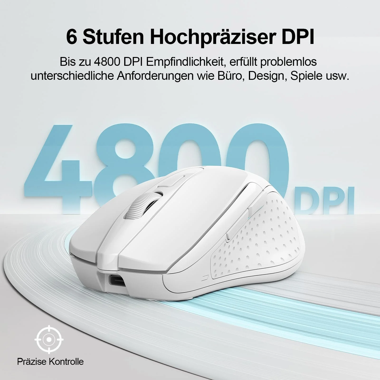 Миша Bluetooth TECKNET Бездротова Перезаряджувана 4800 DPI Ергономічна Тиха Біла, фото №4 Миша Bluetooth TECKNET Бездротова Перезаряджувана 4800 DPI Ергономічна Тиха Біла, фото №4